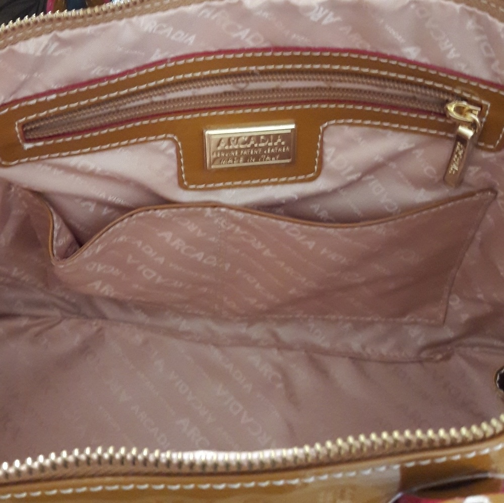 NWT ARCADIA PATENT LEATHER SATCHEL HANDBAG PURSE - Picture 10 of 11